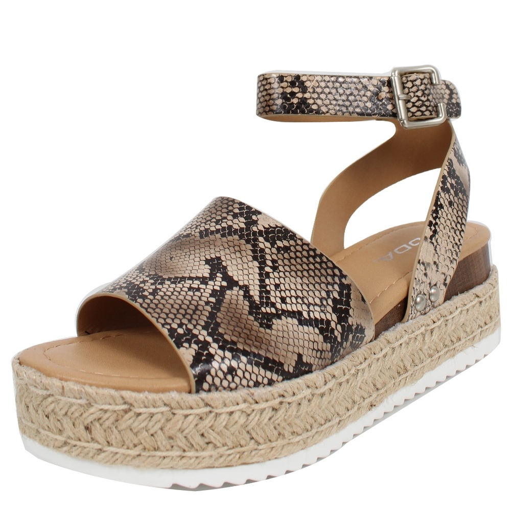 Size 5.5 Natural Python Open Toe Halter Espadrill - Picture 2 of 6